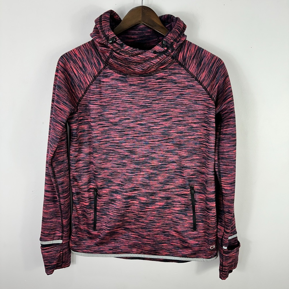Gap Funnel Neck Hoodie Pullover S Pink‎ Space Dye Activewear Athleisure Fleece